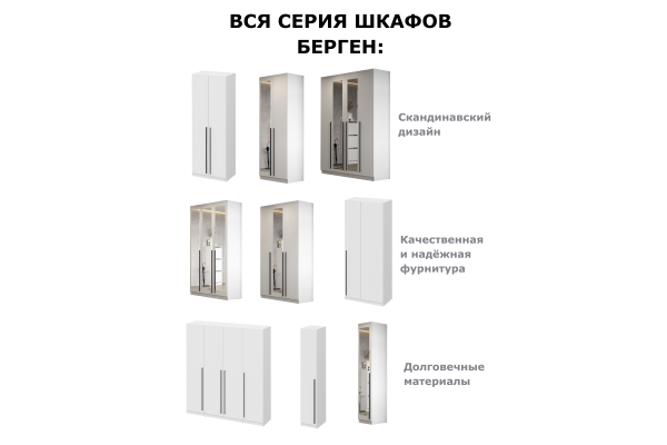 Шкаф четырехдверный "Берген" ШК-2000 с зеркалами