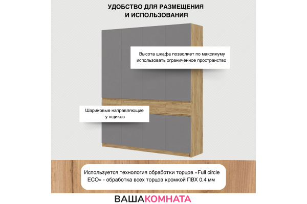 Шкаф четырехдверный "БОСТОН" ШК-004 ЛДСП