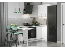 Белый глянец, столешница Сахара 26 мм, фрезеровка 